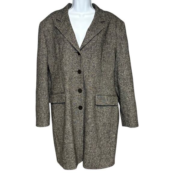 Louben Jackets & Blazers - Louben Grey Neutral Old Money Mob Wife Tweed Wool Blend Blazer Coat Womens Sz 16